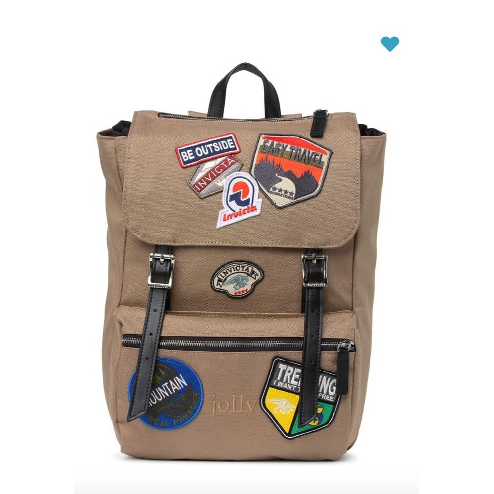 NWT Invicta Jolly Heritage Patch Backpack - Sand